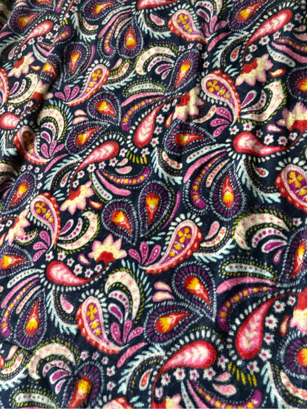 Vera Bradley Navy Paisley Throw with Pink, Orange and Cream Accents